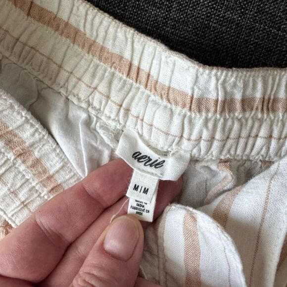 Aerie Two-Piece Set – Striped Button-Down Shirt L High-Waist Wide-Leg Pants M - Picture 10 of 16